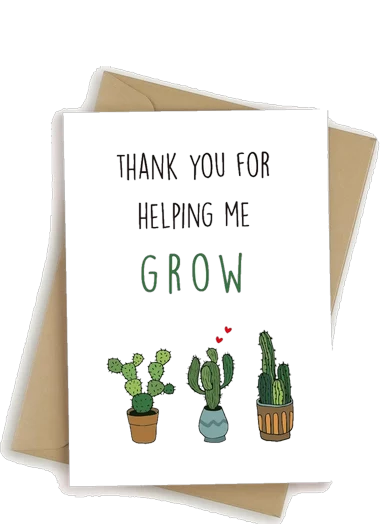 Cactus Thank You Card for Helping Me Grow